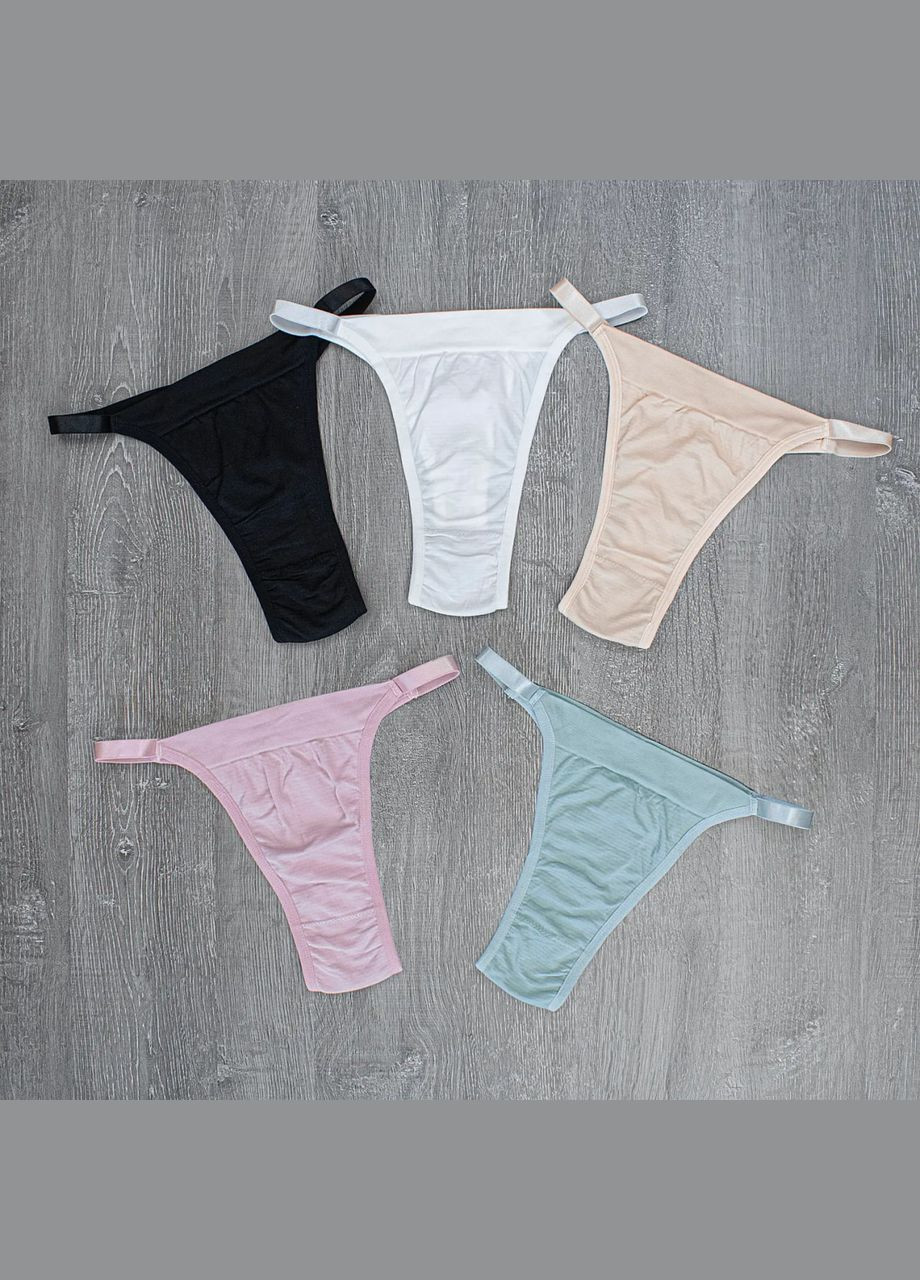 Однотонні стрінги на високій посадці rjvgktrn 5 in No Brand Стрінги (316230142)