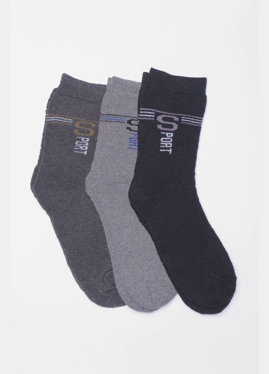 Комбіновані набір шкарпеток чоловічих махрових 3 штуки Let's Shop однотонні (304726600)