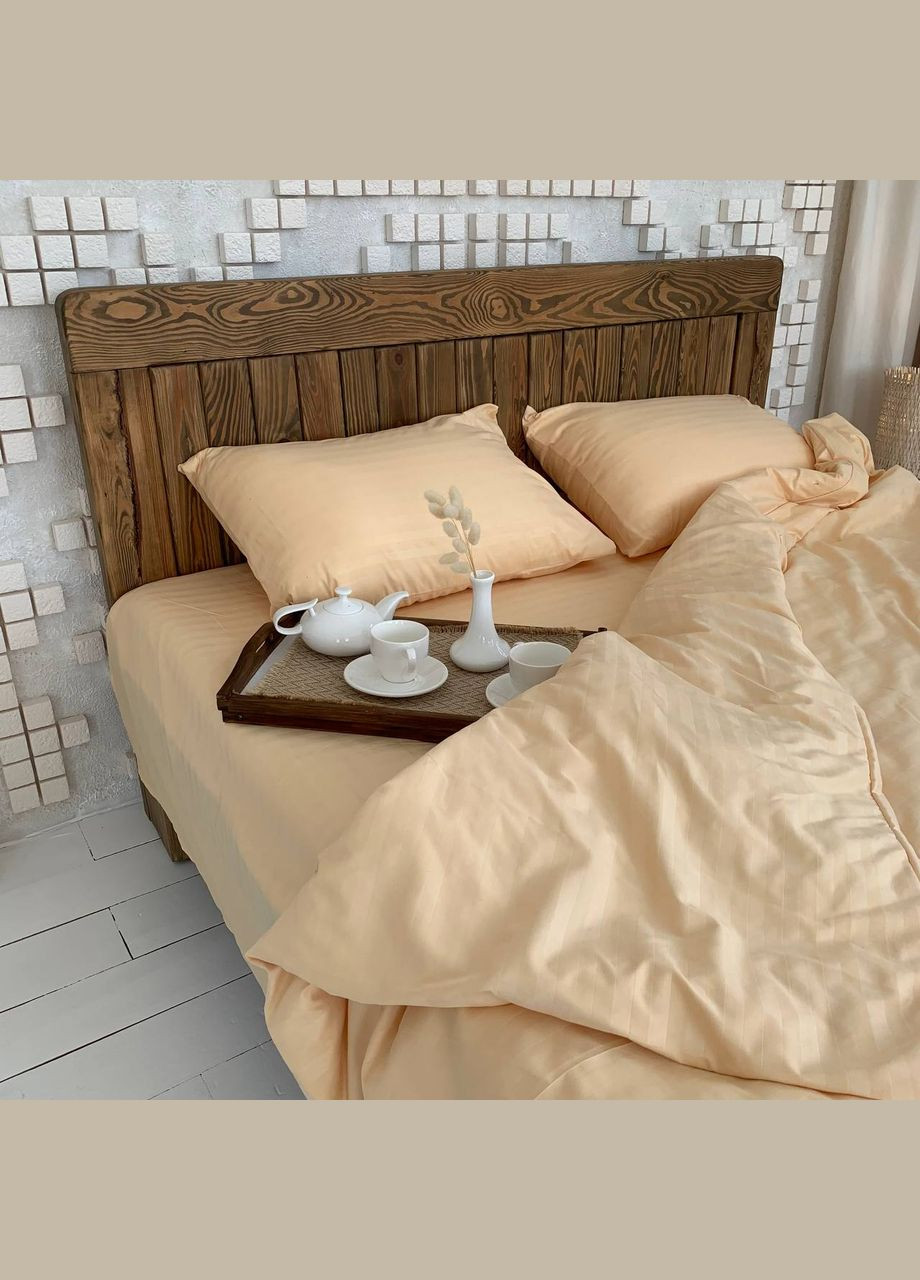 Сімейний КПБ мікро страйп сатин "Пісок" (145х210, 70х70) Glav Textile (297365390)