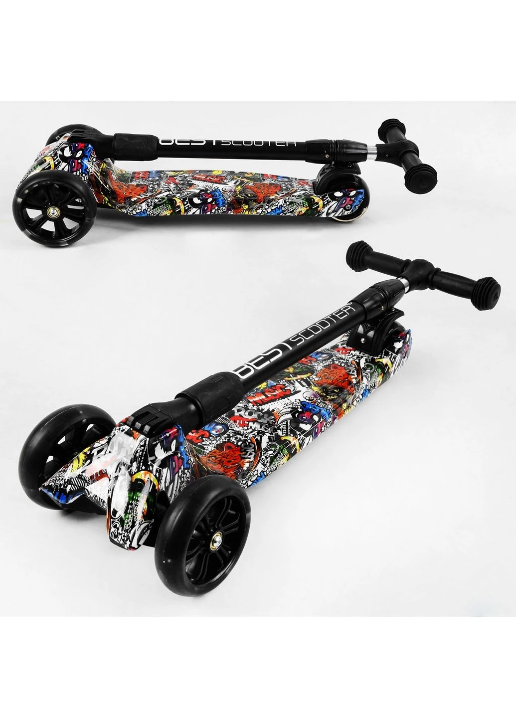 Самокат триколісний MAXI складаний, колеса PU зі світлом 62х16х29 см Best Scooter (289364581)
