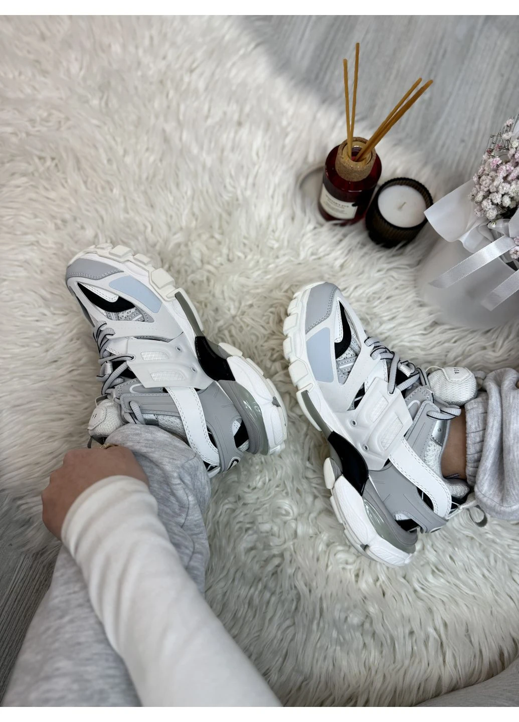 Белые демисезонные кроссовки мужские balenciaga track white black баленсиага трек белые No Brand