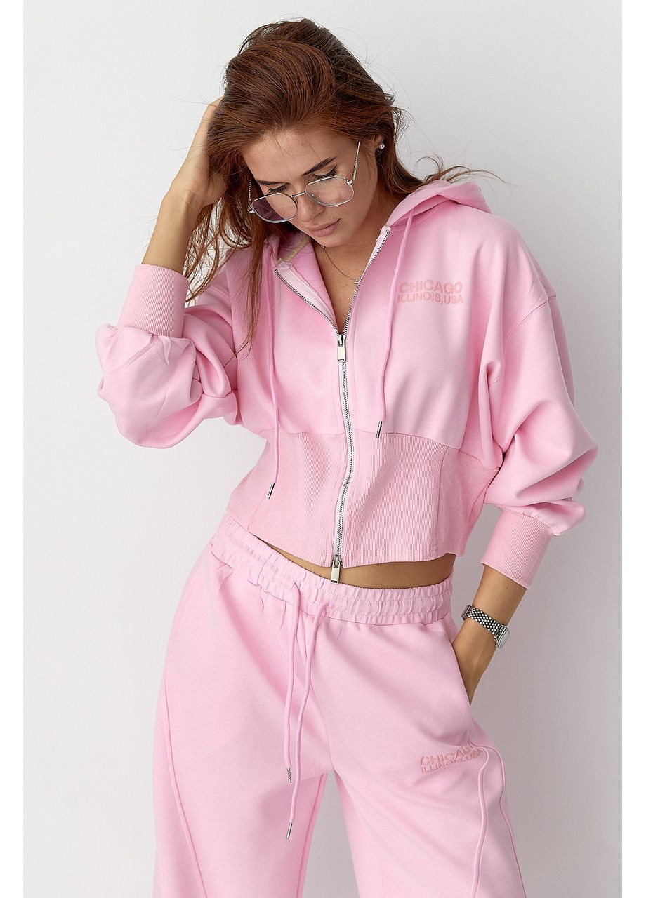 Спортивный костюм с прямыми брюками и укороченным худи - лимонный цвет Lurex (361056665)