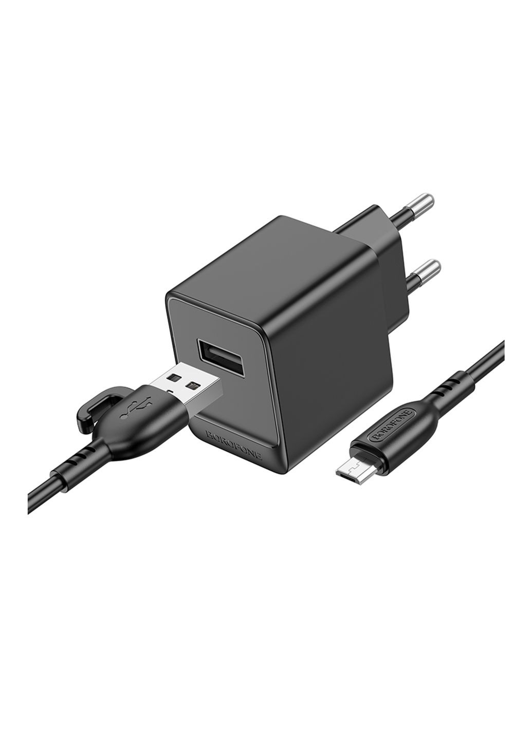 Мережевий Зарядний Пристрій BAS11A 1USB 2.1A+USB to Micro Borofone (364206825)
