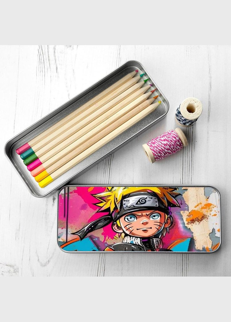 Органайзер для канцелярских принадлежностей металлический, кейс для мелочей naruto 7*18 см Silver No Brand (309153240)