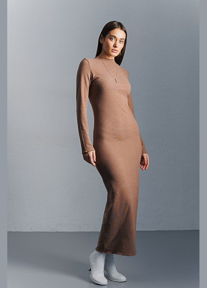 Коричневое длинное платье-футляр коричневого цвета Arjen