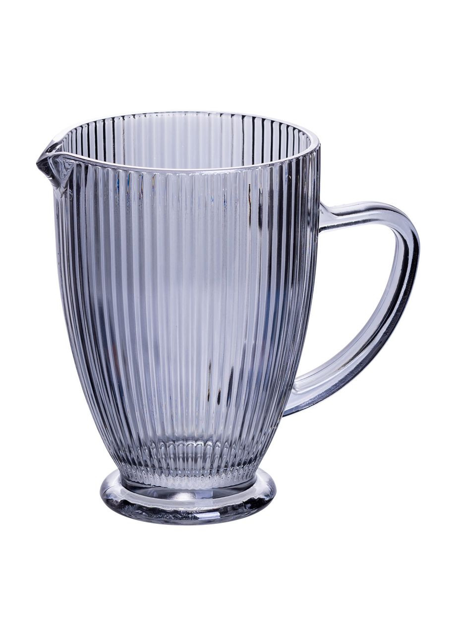 Глек для компоту 1.2 (л) лимонаду, мохіто, сангрії прозорий ребристий фігурний скляний 18.2 (см) Сірий HP-19-7118G Yiwu (370801564)