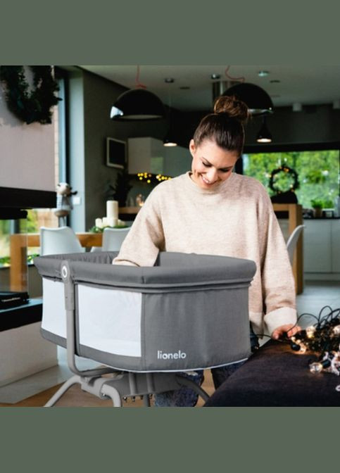 Ліжечко приставне Malin Grey Stone, сіре () Lionelo LO-MALIN GREY STONE (336329592)