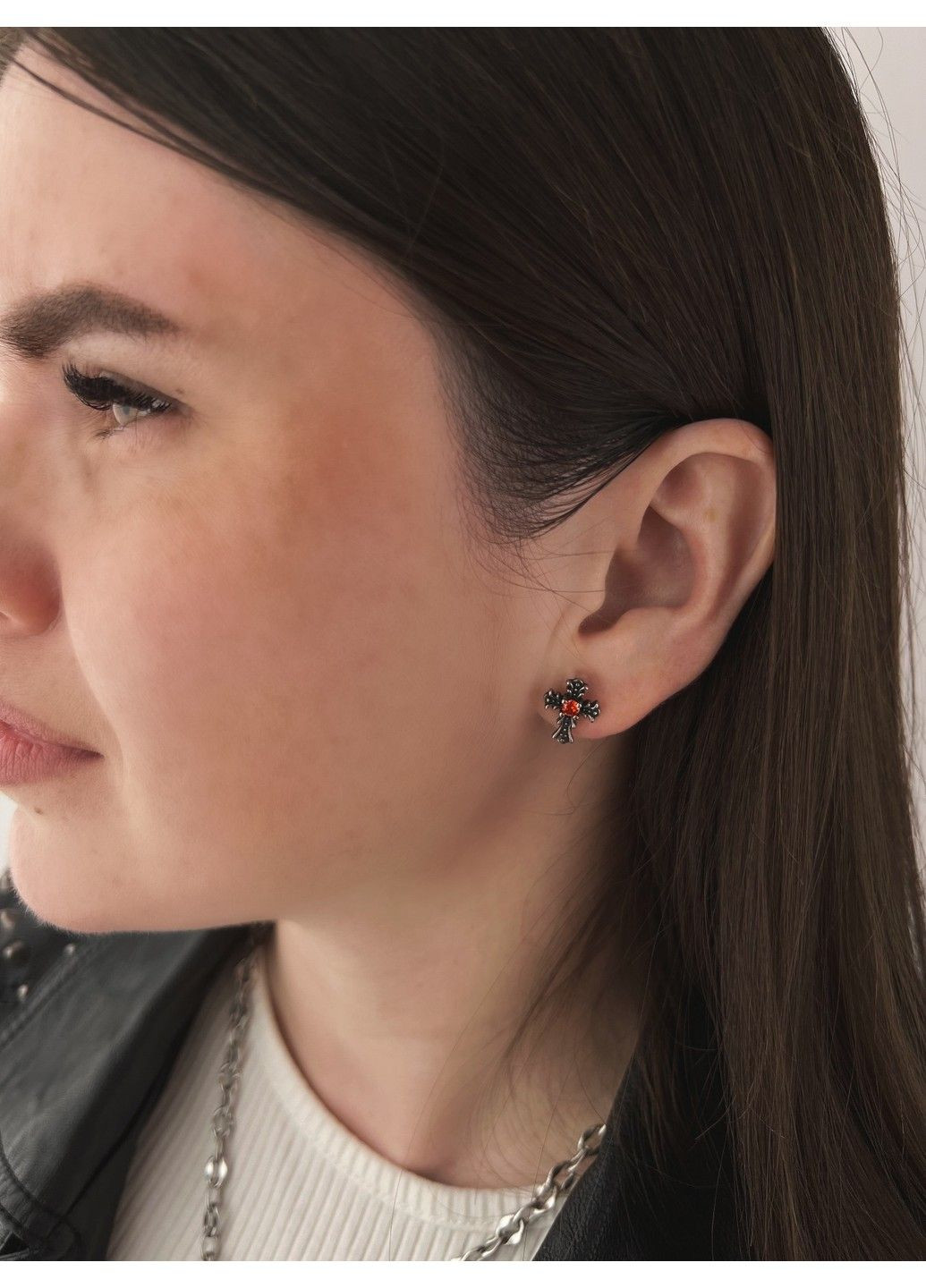 Готичні панк сережки хрестик із медичної сталі ES-038 No Brand (299330506)