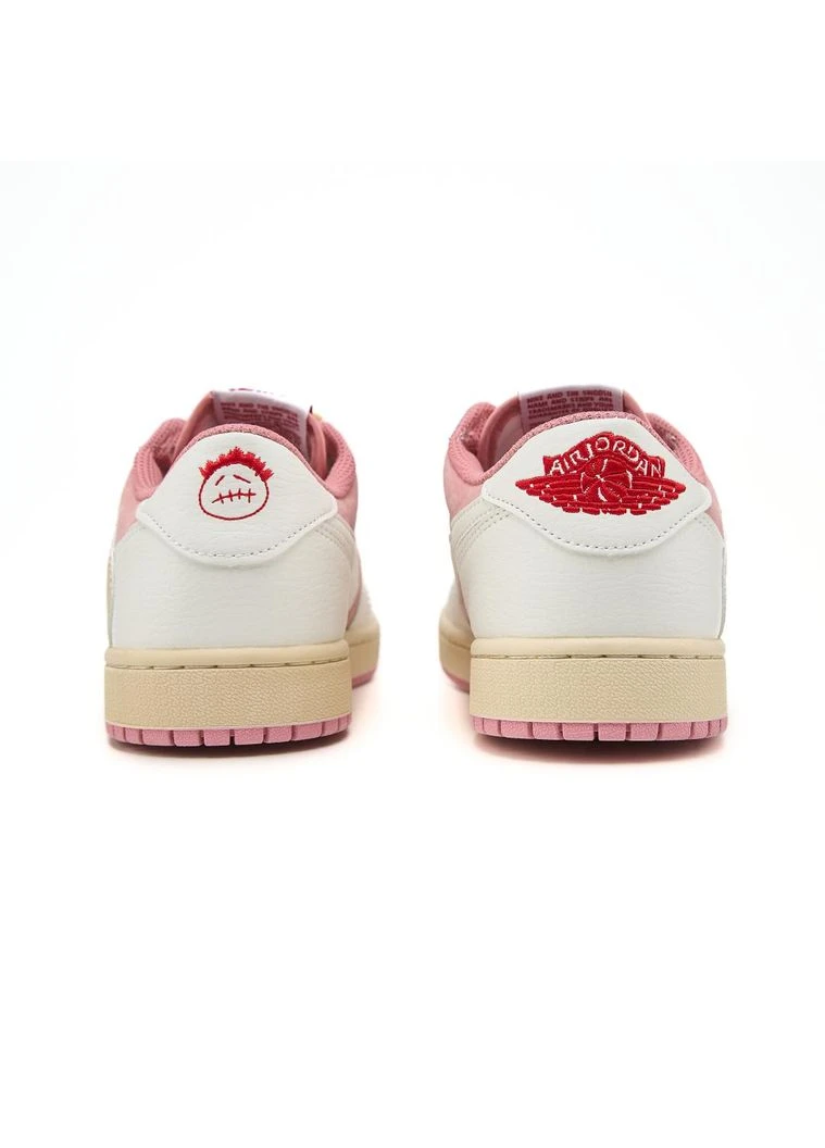 Белые демисезонные кроссовки мужские nike travis scott x air jordan 1 low og white pink найк аир ретро белые No Brand
