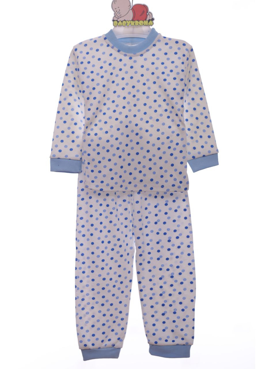 Голубая пижама с длинным рукавом для мальчика трикотажная в горошек голубой 80 см (37680) BABYKROHA