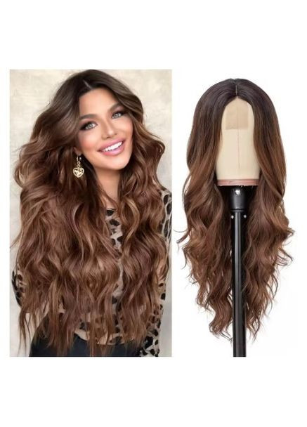 Перука на сітці довга хвиляста термоперука коричнева (SET-2292-10) No Brand (362136521)