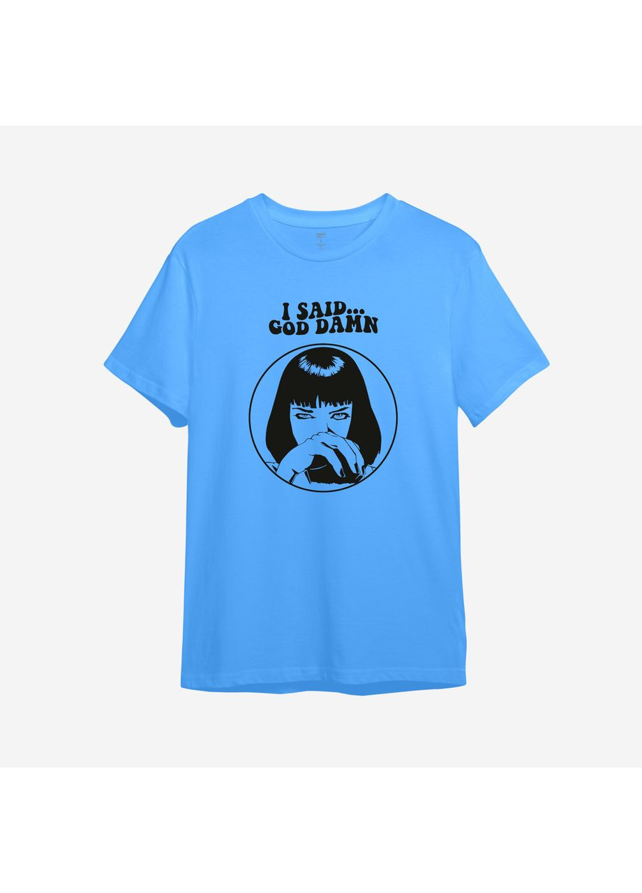 Блакитна демісезонна дитяча футболка з принтом "i said... god damn". pulp fiction (10296707604) ТiШОТКА