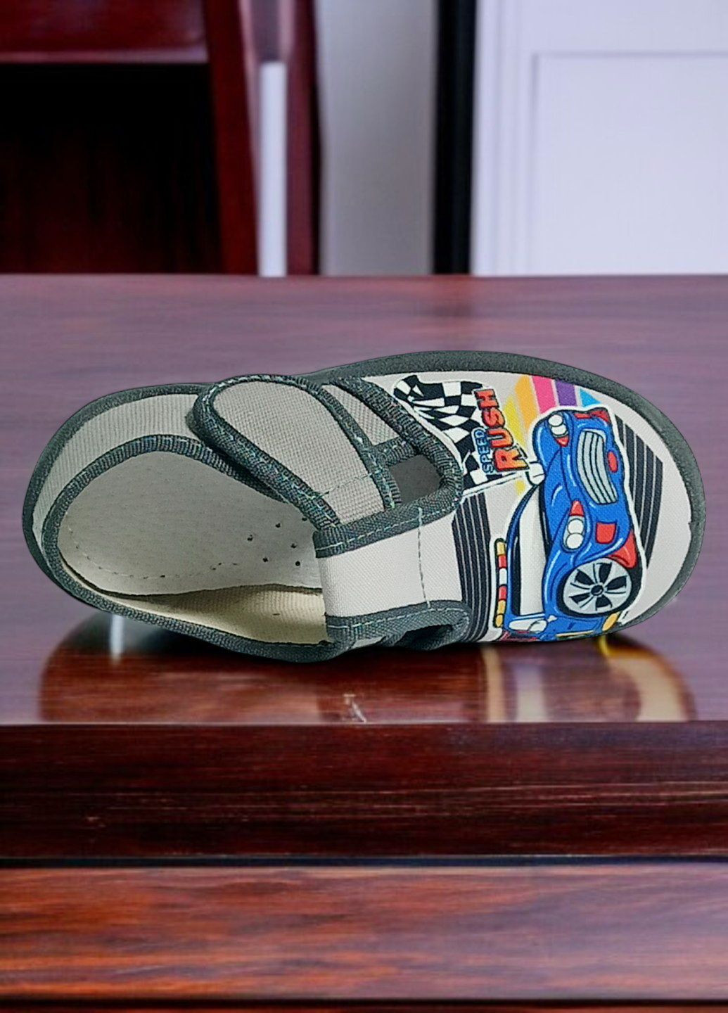 Серые детские ортопедические тапочки на липучке для мальчика в садик на сменку валди Waldi