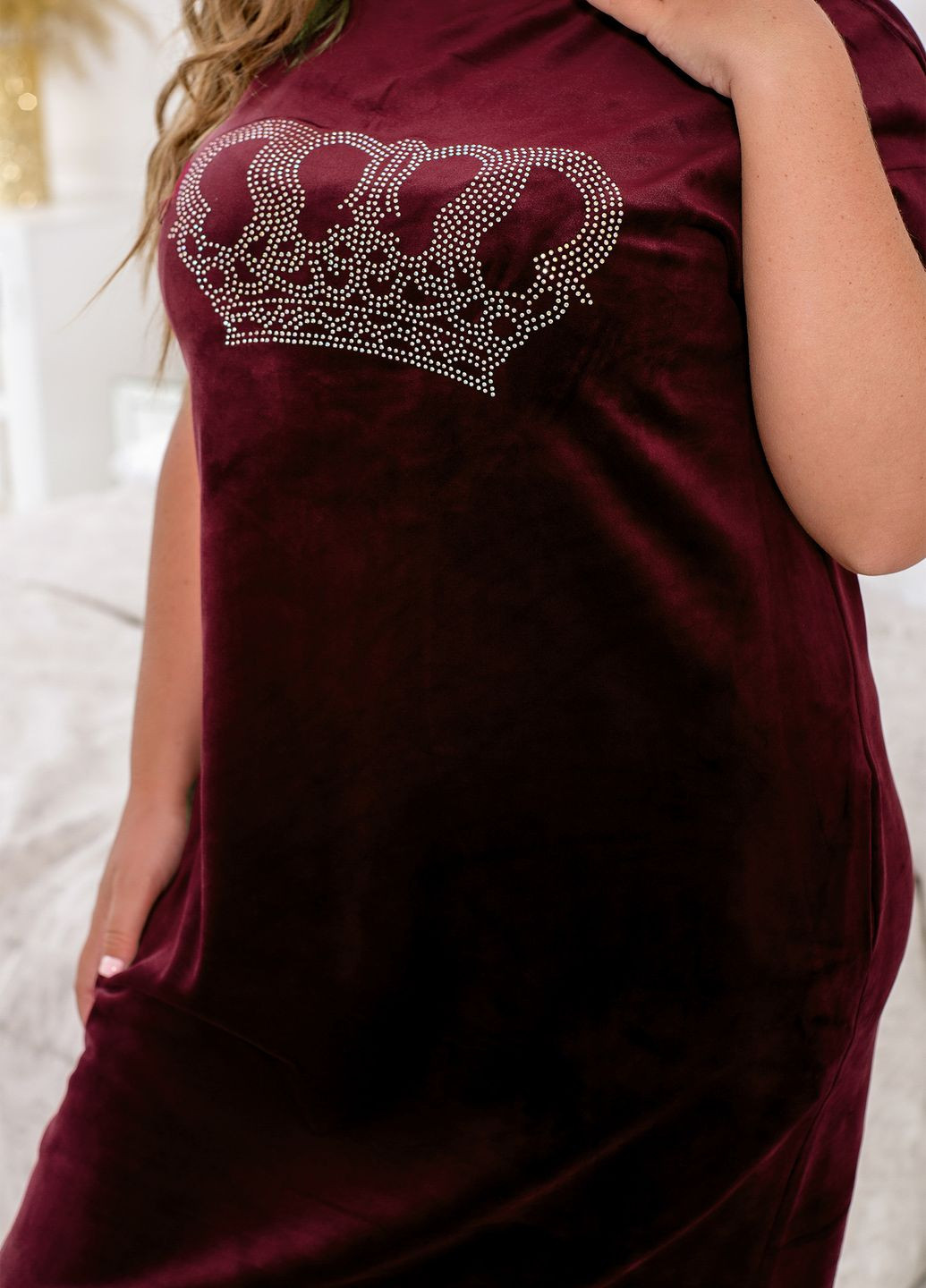 Бордовое повседневный, домашнее домашнее платье платье-футболка, баллон No Brand однотонное