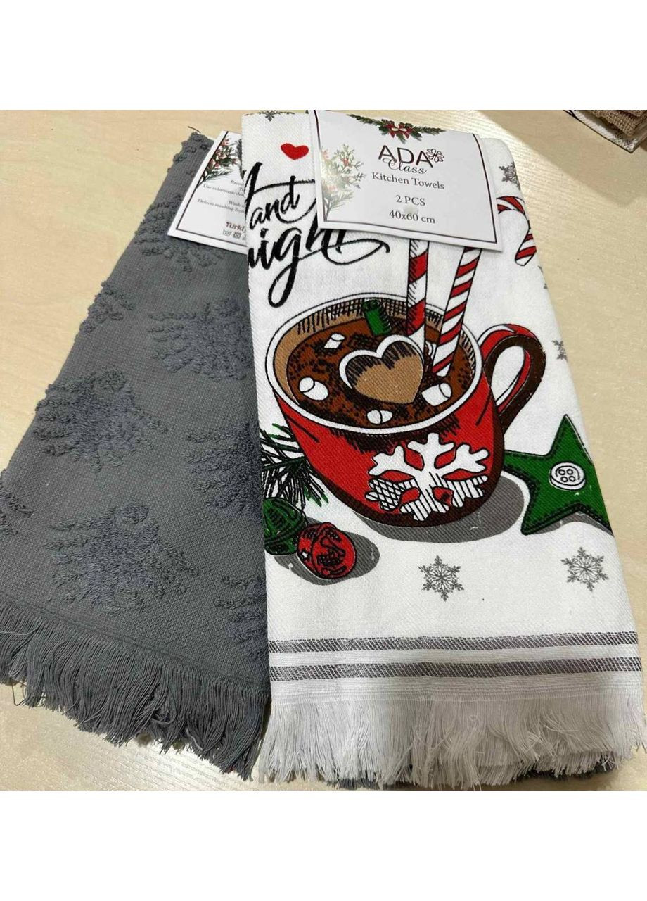 Кухонні рушники новорічні, різдвяні 12 шт Vishnya комбінований