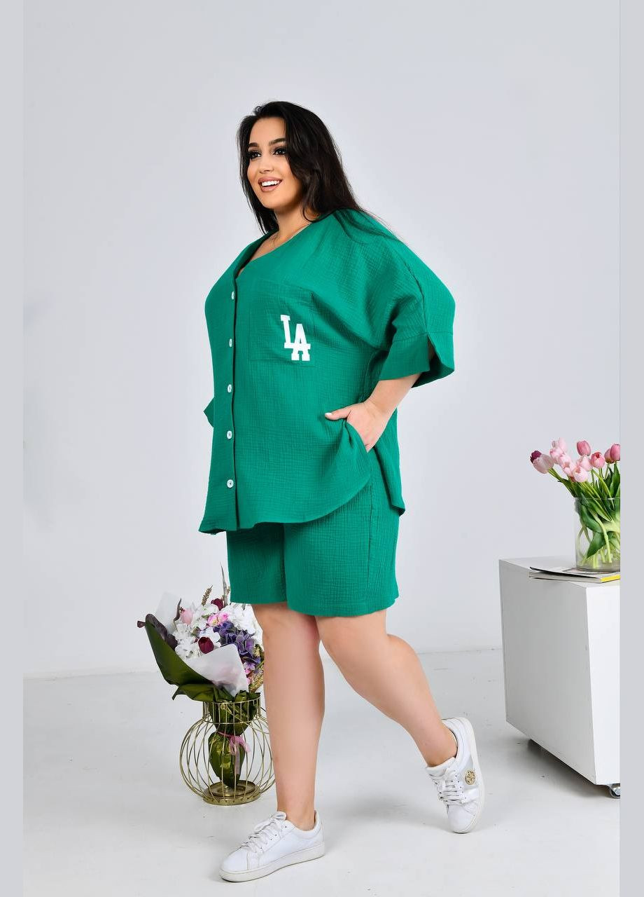 Жіночий костюм двійка з шортами колір малина New Trend (304647165)