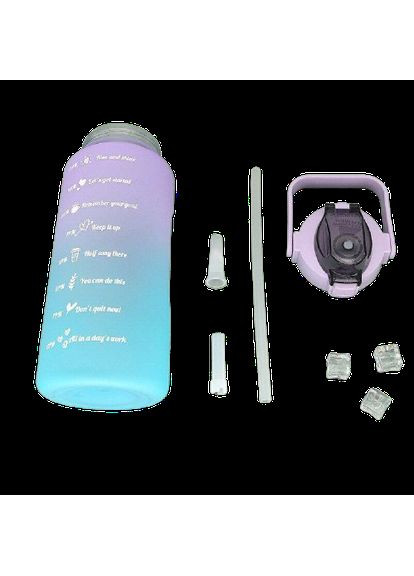 Пляшка з матовим покриттям для води з носиком і ручкою градієнт зелена 2200 мл No Brand (315632853)