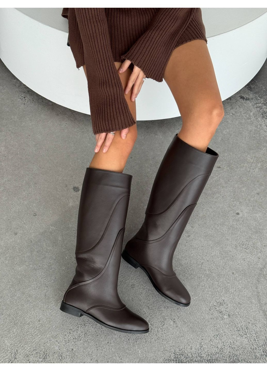 Зимние кожаные сапоги No Brand