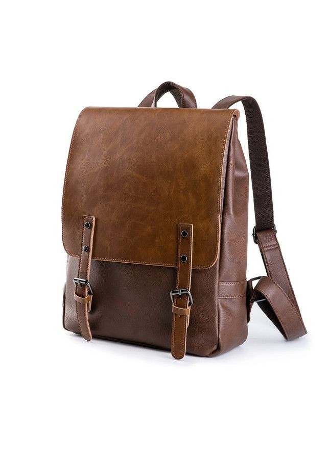 Міський рюкзак для чоловіків шкірзам коричневий з відділенням для ноутбука сумка для роботи та навчання ProDobro (363136375)