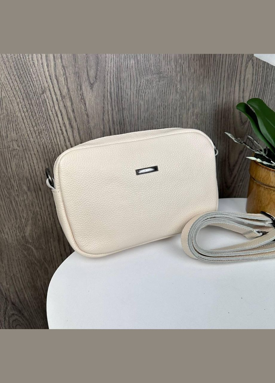 Маленька жіноча шкіряна сумочка клатч на плече з молочною блискавкою (sku_1595М) No Brand (330575819)