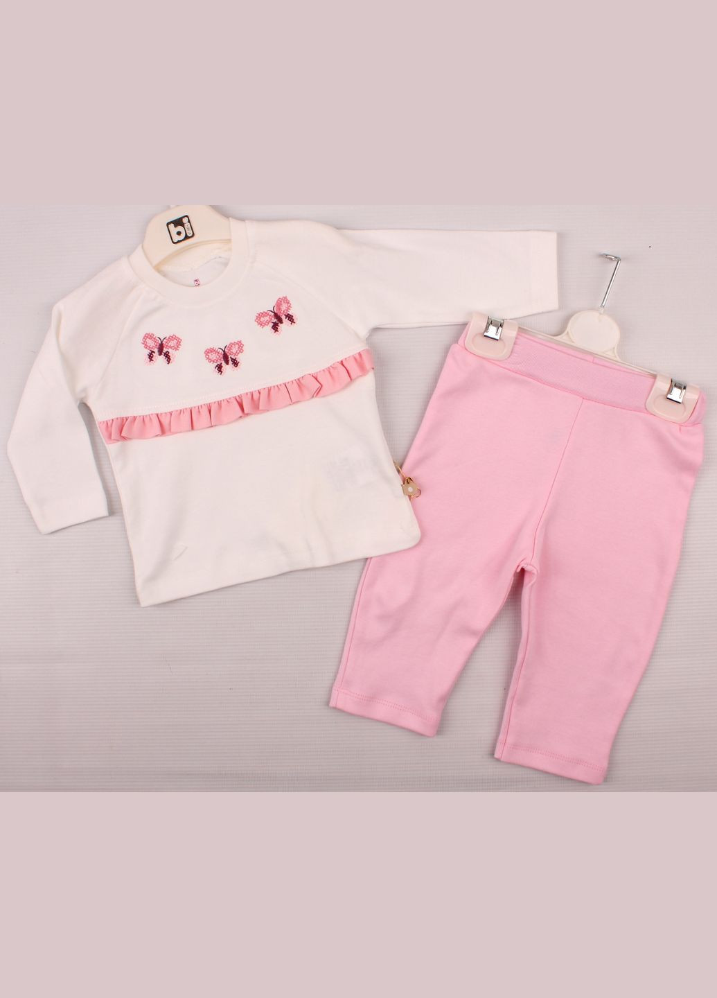 Розовый демисезонный футболка с длинным рукавом + брюки 59428 BiBaby