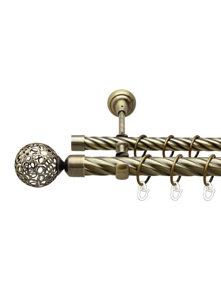 Карниз Савона металевий дворядний відкритий скручена труба Антик 25\19 мм 200 см (00-00017914) ORVIT (300693387)