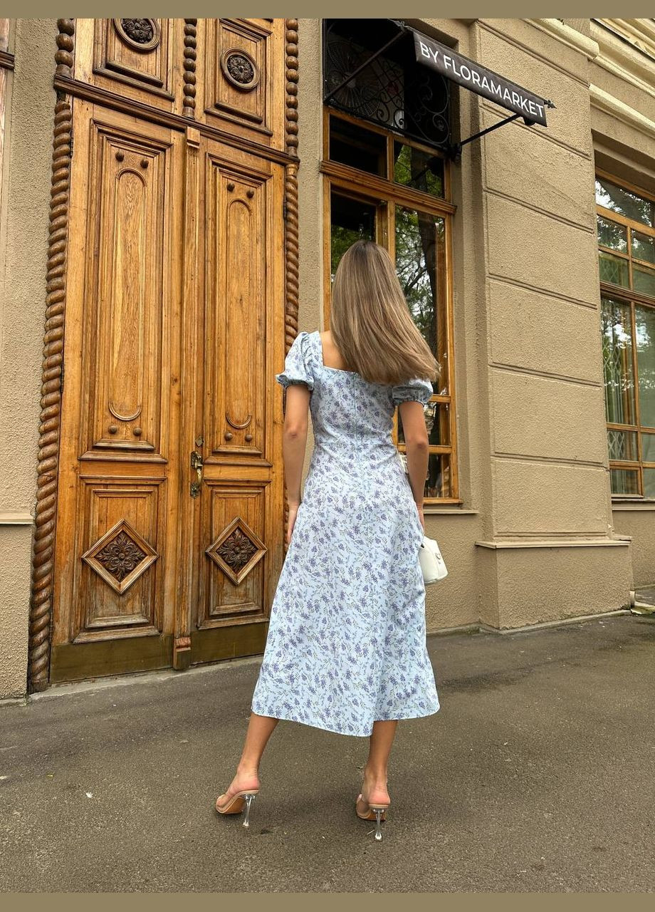 Блакитна повсякденний сукня жіноча Україна з квітковим принтом