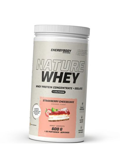 Протеїн із молока корів трав'яної відгодівлі, Nature Whey Protein, 600г Полуничний чізкейк (29149006) Energy Body (322726780)