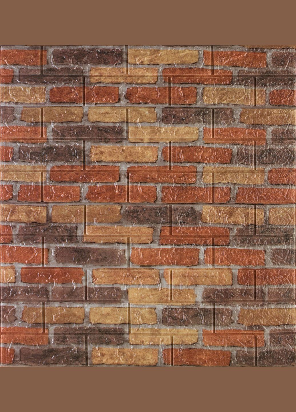 Самоклейка декоративна 3D панель під бежево-червону катеринославську цеглу 700x770x3мм 3D Loft (298400591)