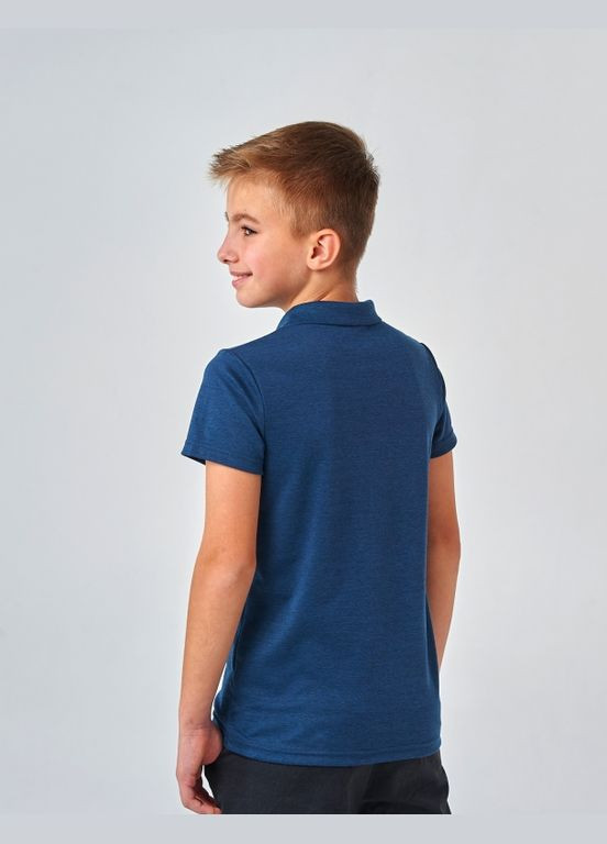 Синяя детская футболка-футболка-поло (короткий рукав) синий меланж для мальчика Smil