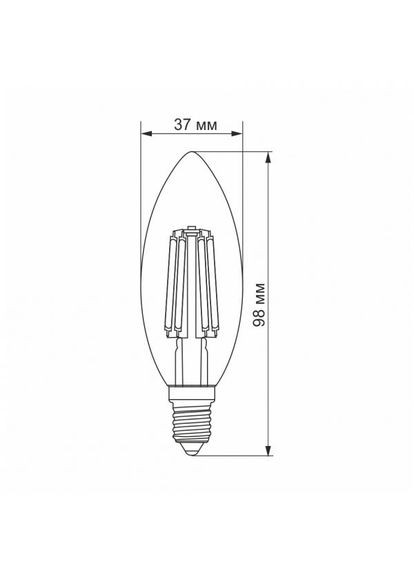 Лампа Filament C37F 6 Вт E14 3000 K Прозора (25793) Videx (284106918)