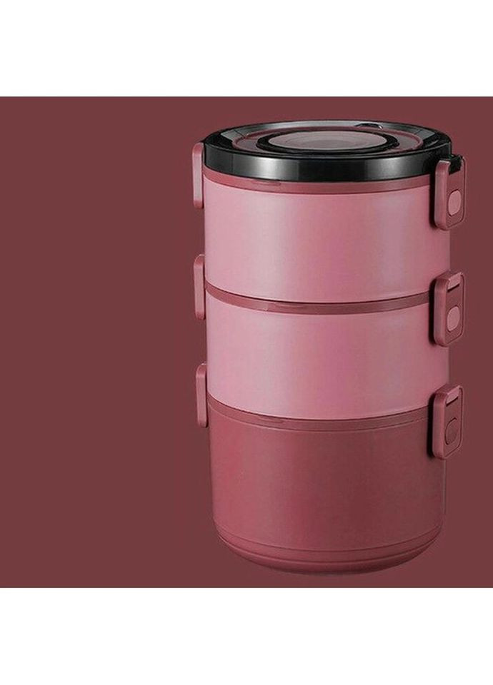 Ланч бокс триярусний харчової 11053 2000 мл рожевий No Brand (336148228)