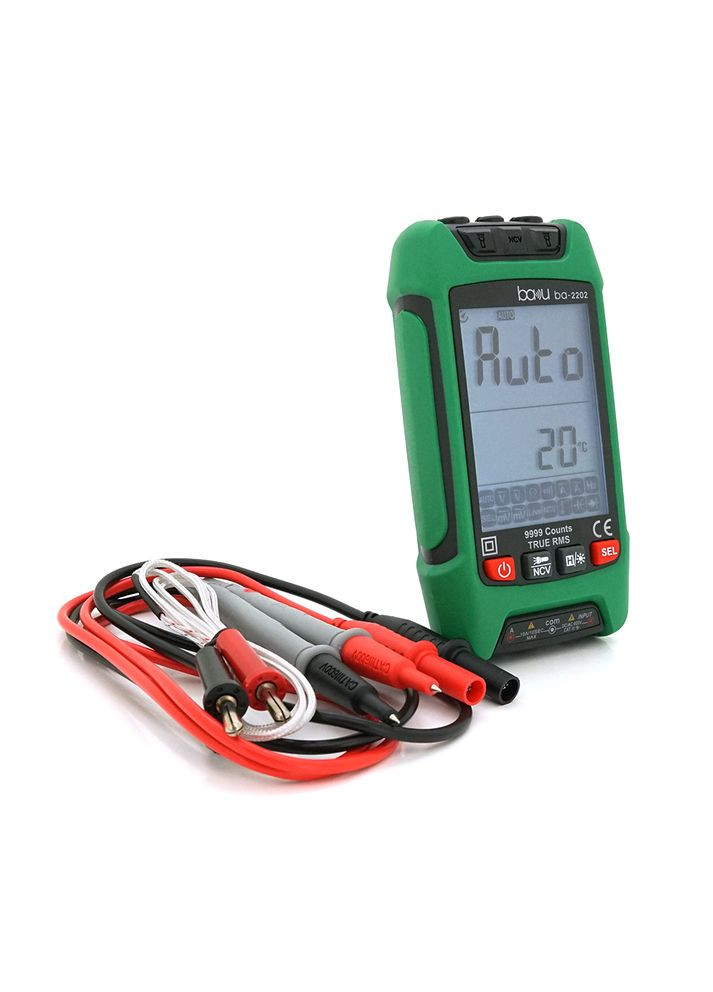 Мультиметр BAKKU Ba-2202, Вимірювання: V DC/AC, A DC/AC, Ω, C, F, °C/°F, NCV, Продзвонювання, Ліхтарик Baku (370615196)