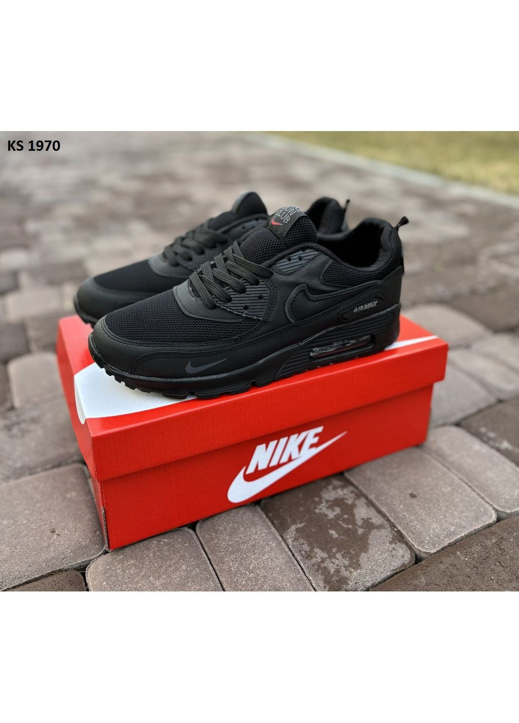 Чорні Осінні кросівки чоловічі nike air max 90 black cheap найк аір макс 90 No Brand