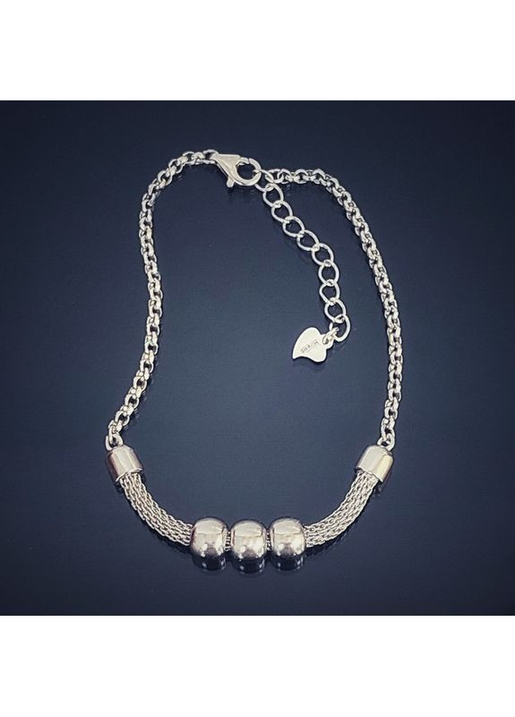 Браслет стильний срібний з намистинками, 17-20 см No Brand (355921936)