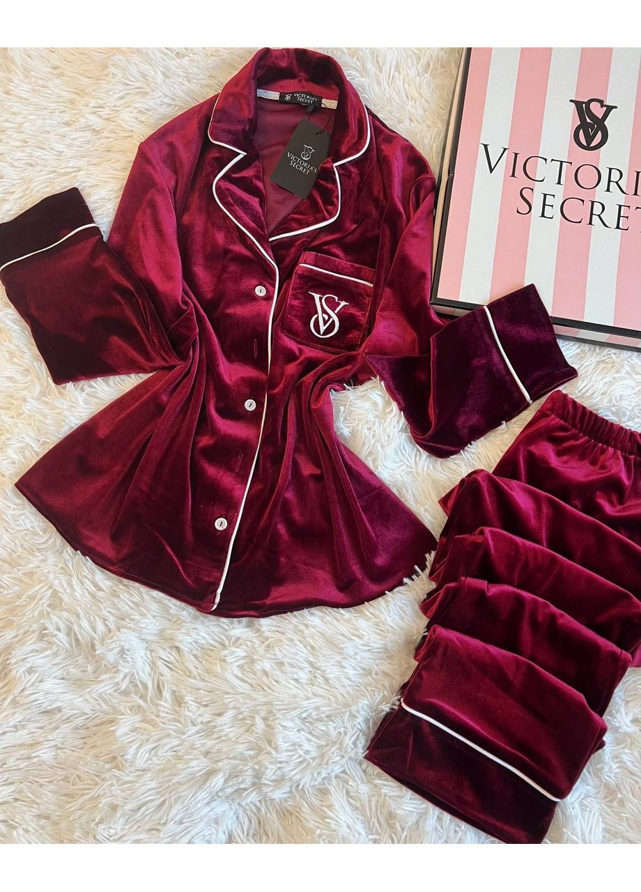 Бордова всесезон піжама viktoria’s secret,турецький бархат,сорочка та штани Україна