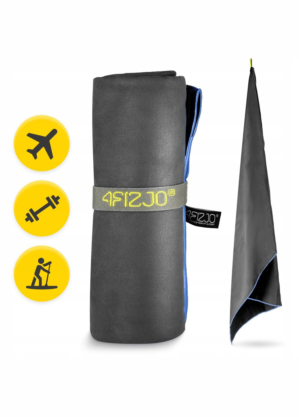 Рушник спортивний 130 x 75 см з мікрофібри Grey () 4FIZJO сірий