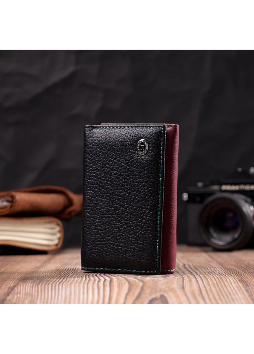 Місткий жіночий гаманець із якісної натуральної шкіри ST Leather Різнокольоровий Верховинка 19463 (398293351)