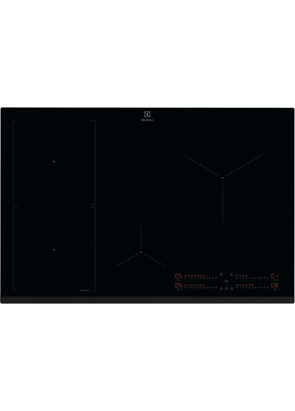 Варочная поверхность индукционная, 80см, расширенная зона, датчик кипения, Hob2Hood, черный Electrolux (314747549)