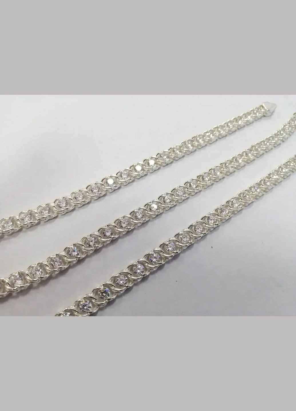 Серебряная цепочка арабский Бисмарк с белыми камнями Shiny 1144-99 22.1, 550, 55см No Brand (332806786)