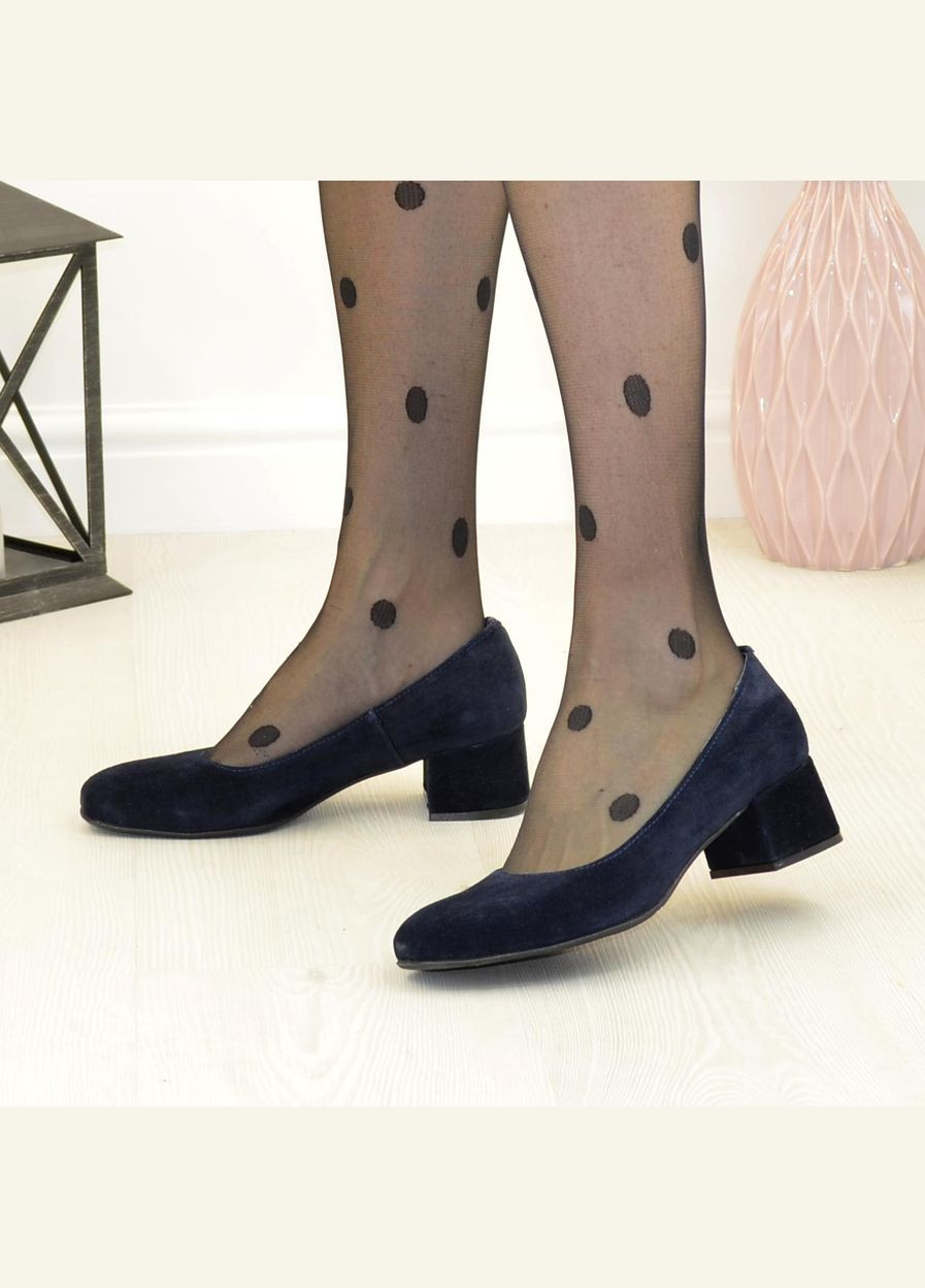 Vasha para Туфли женские замшевые синие на невысоком каблуке (121811) синий з натуральная замша, украина — демисезон (303931815)