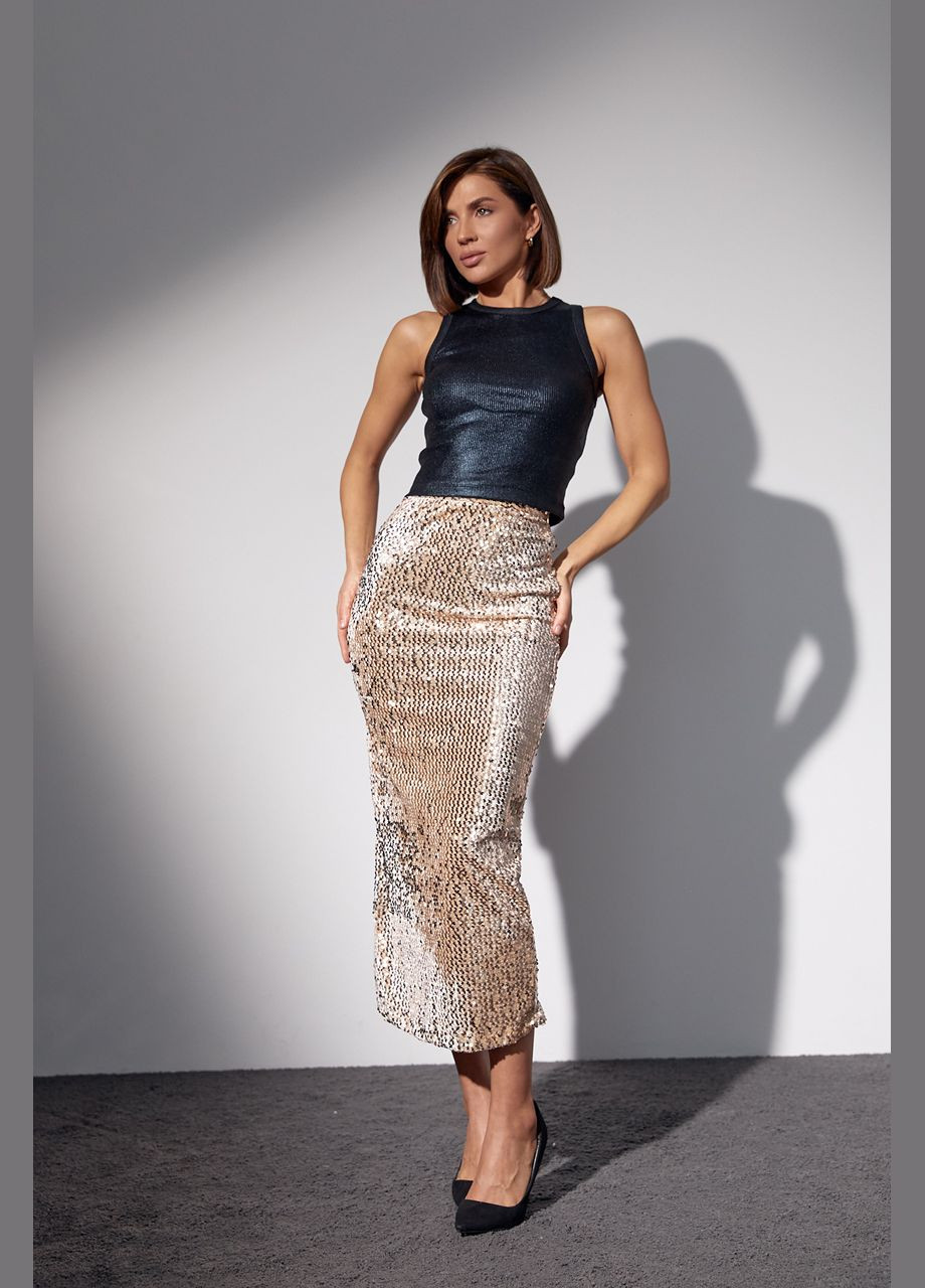 Оксамитова спідниця-олівець з паєтками Liton (297057607)