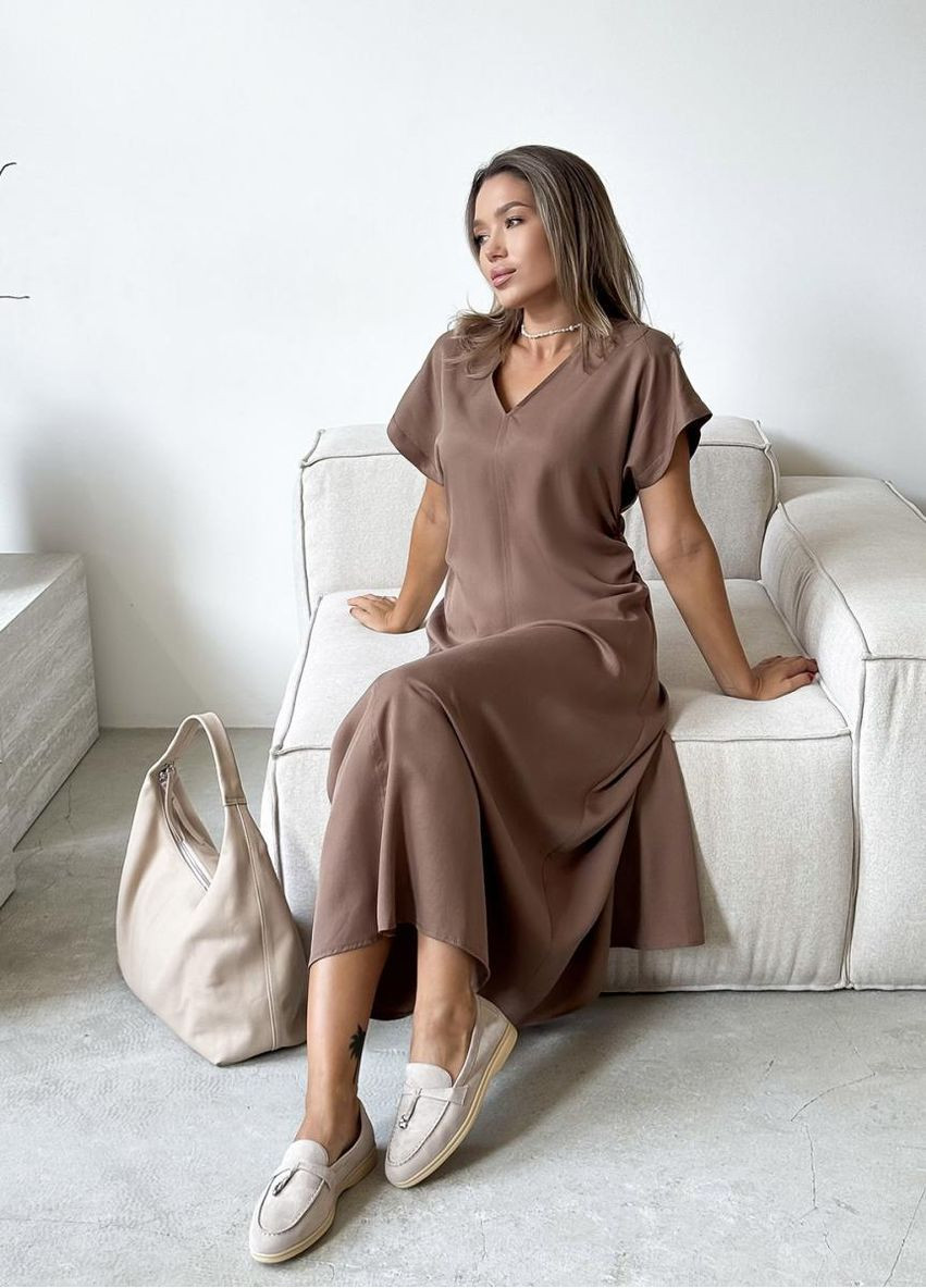 Коричневое кэжуал платье женское селеста Art Knit однотонное