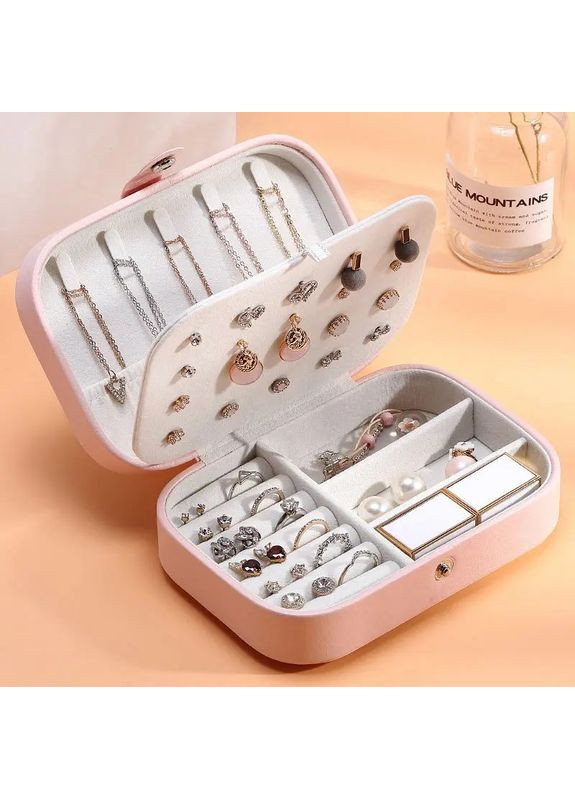 Скринька органайзер для ювелірних прикрас та виробів зі штучної шкіри 16х11х5 см Рожева Casegrace (360454714)