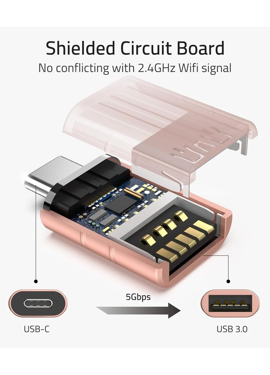 Переходник USB на USB C 2 шт розовое золото No Brand (354828845)