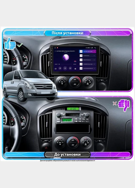 Штатная магнитола для Hyundai H-1 II ver 2 2007-2015 экран 9" 2/32Gb CarPlay 4G Wi-Fi GPS Prime Lesko (378955544)