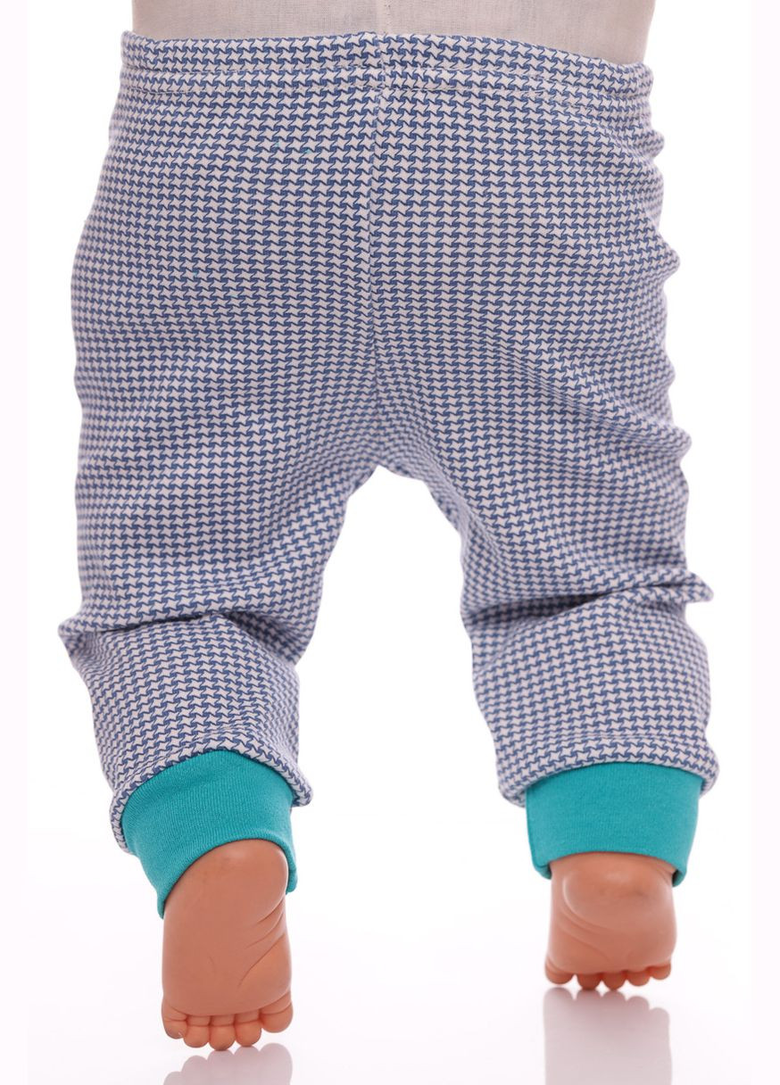 Зелений демісезонний костюм з довгим рукавом для хлопчика трикотажний з бірюзовим підтяжками. 68 см (33790) BABYKROHA