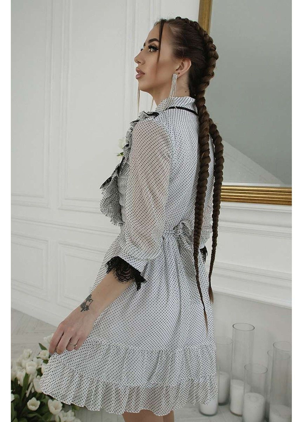 Белое шифоновое платье baby doll 21034 белое Tanita-Romario