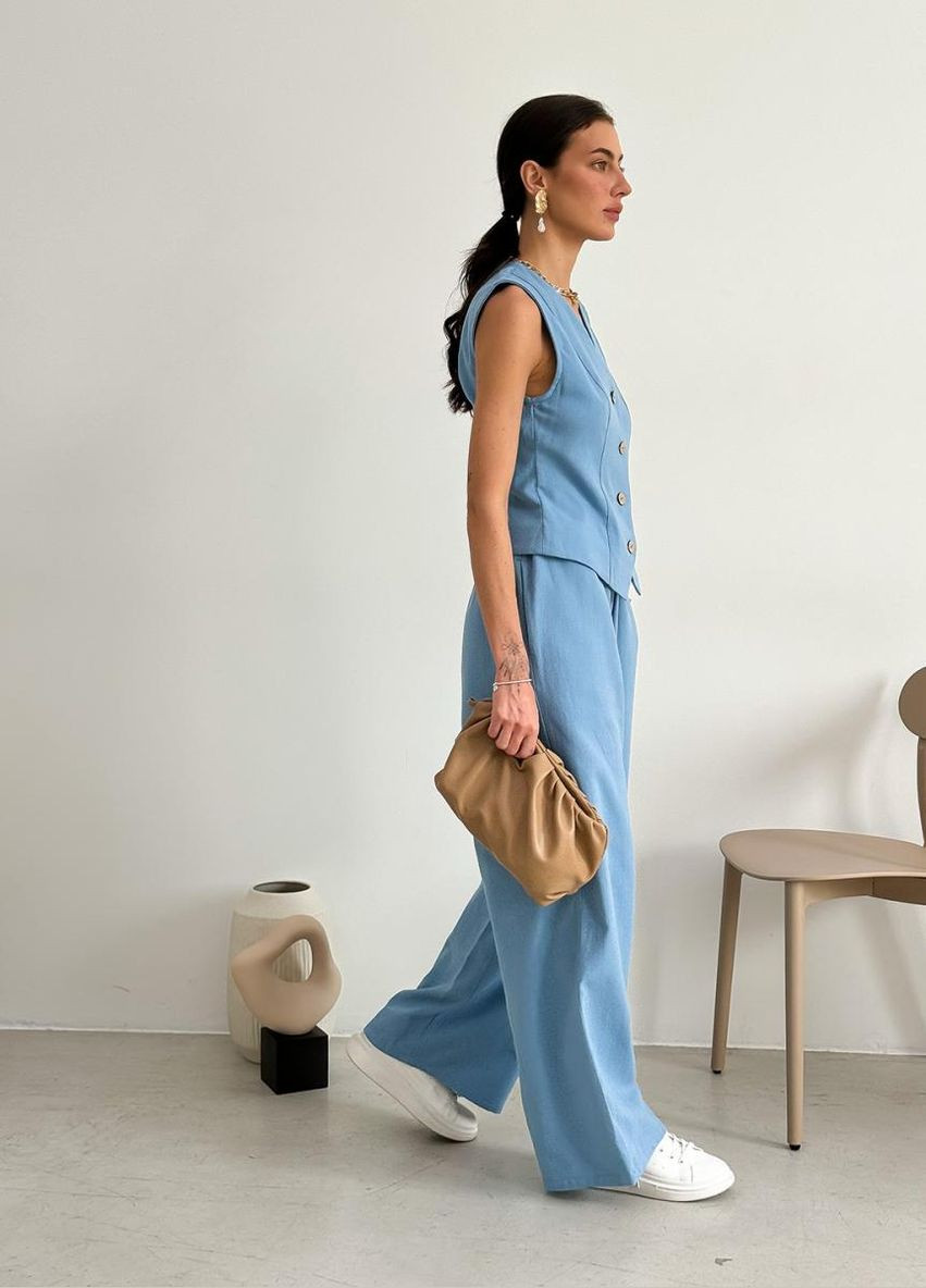 Жіноча жилетка "Корда" з бавовни та льону приталеного крою — елегантна літня жилетка з V-подібним вирізом ARTKNIT (ak35043p) Art Knit (334894244)