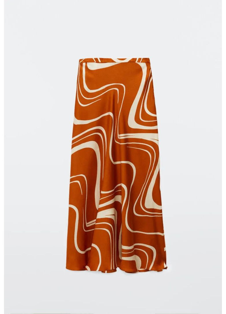 Разноцветная кэжуал однотонная юбка макси из вискозы Massimo Dutti